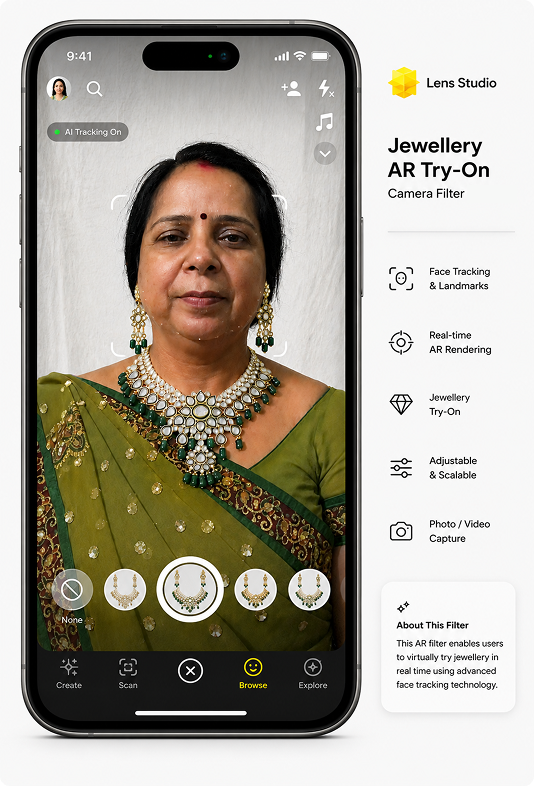 Jewellery AR Try-On — Lens Studio camera filter