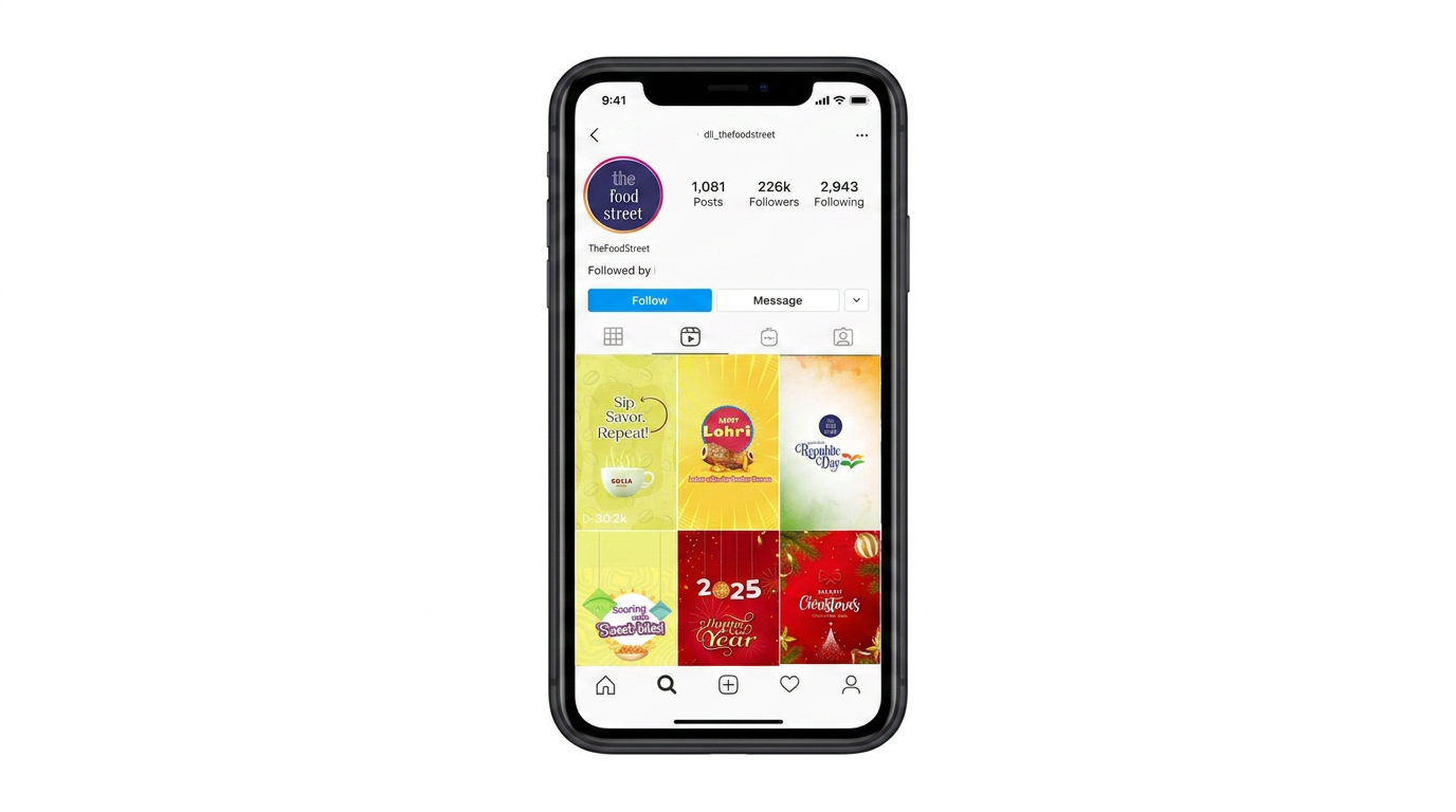The Food Street — Instagram profile mockup
